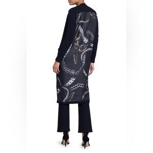 L'AGENCE Lesia Silk Back Long line Cardigan Duster Black Grunge maximalist xs